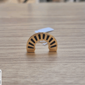 Anillo Arco Plata Esmaltado Negro Chapado Oro 18k