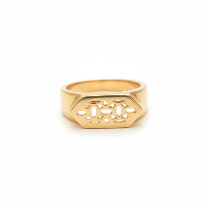 Anillo Celosia Pentagonal Chapado Oro 18k